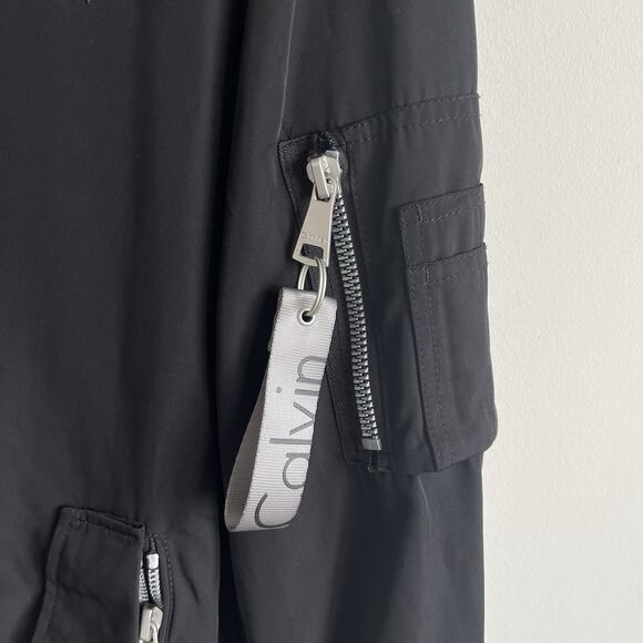 Calvin Klein Black Bomber Jacket Men’s Size XL Full Zip Utility Pockets - Picture 6 of 14